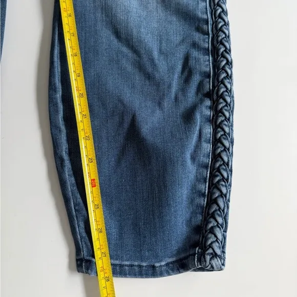 Judy Blue Relaxed Fit High Rise Jeans 22W Boho Braid Detail Casual Stretch Comfo