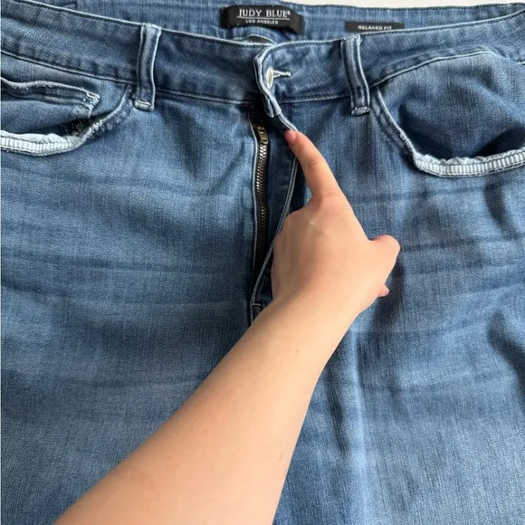 Judy Blue Relaxed Fit High Rise Jeans 22W Boho Braid Detail Casual Stretch Comfo