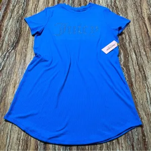 Juicy Couture Pisces Blue XL Ribbed Logo Embellished Sleep Shirt NWT