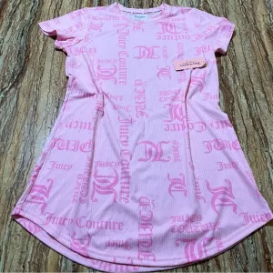Juicy Couture Women’s Large Pink Gothic Logo Ribbed Sleep Shirt NWT