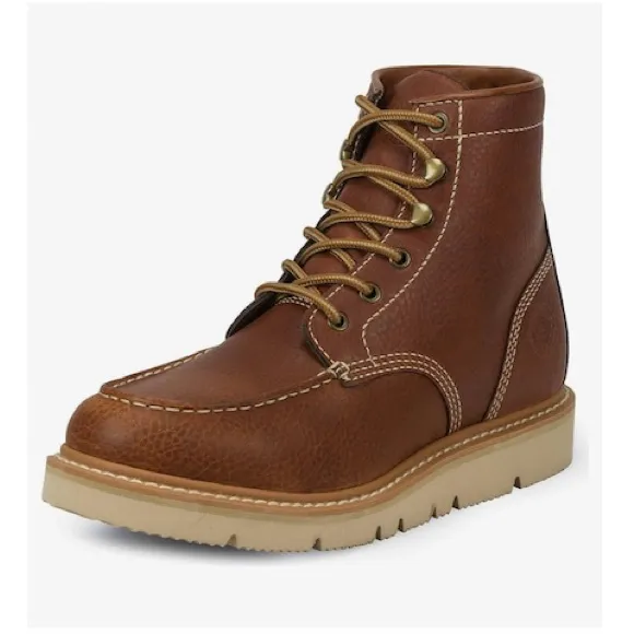 Justin Boots Jacknife WK320 EH 6” Lace Up Chukka Brown Moc Toe Work Boot 12 Rare