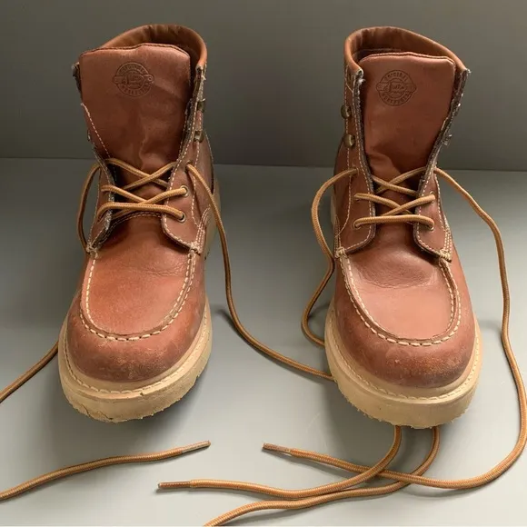 Justin Boots Jacknife WK320 EH 6” Lace Up Chukka Brown Moc Toe Work Boot 12 Rare