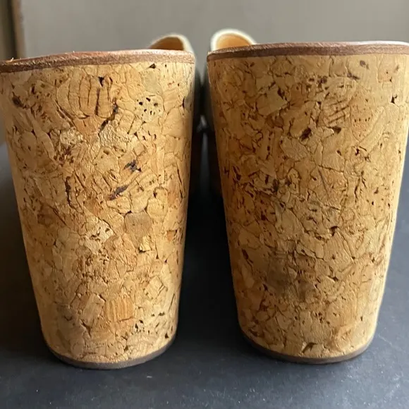K Jacques St Tropez Silver Leather Cork Platform Slides