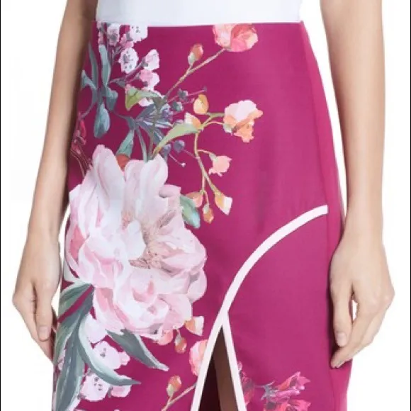 Kalena Serenity Side Slit Pencil Skirt in Maroon