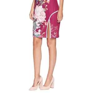 Kalena Serenity Side Slit Pencil Skirt in Maroon