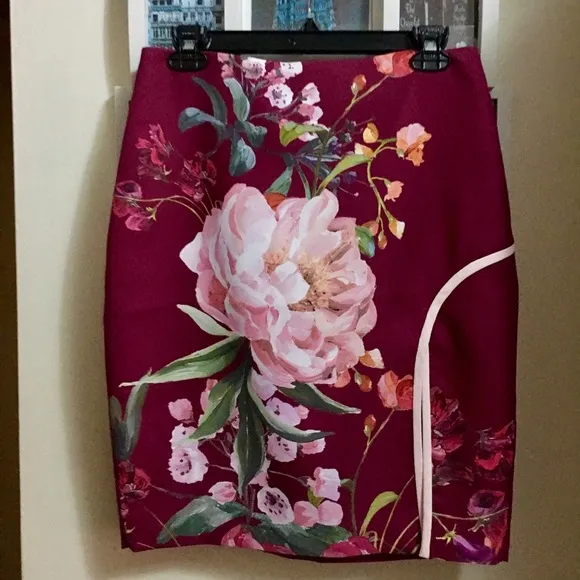 Kalena Serenity Side Slit Pencil Skirt in Maroon