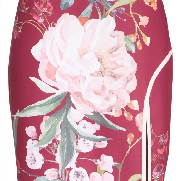 Kalena Serenity Side Slit Pencil Skirt in Maroon