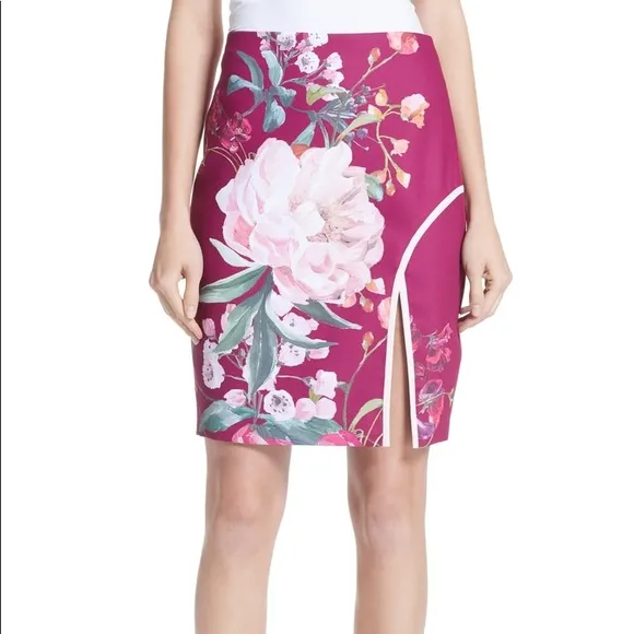 Kalena Serenity Side Slit Pencil Skirt in Maroon