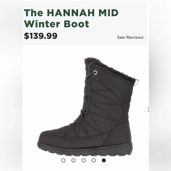 KAMIK &quot;HANNAH&quot; MID BLACK VEGAN LIGHTWEIGHT WATERPROOF WINTER BOOTS. NWT&amp;B🆕