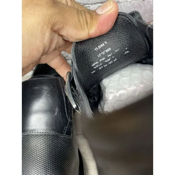 KARL LAGERFELD Black Leather Double Monk Strap Loafers Shoes Men 11.5M US/44.5EU