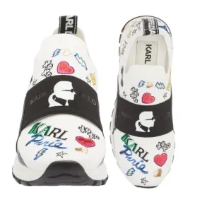 Karl Lagerfeld Mattia Paris Sneakers Logo Wedge Slip-On Knit Fabric Elastic S8.5
