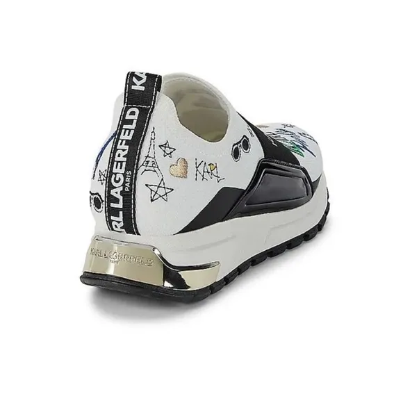 Karl Lagerfeld Mattia Paris Sneakers Logo Wedge Slip-On Knit Fabric Elastic S8.5