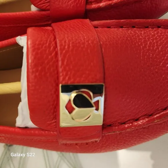 Kate Spade &quot;Camellia&quot; pebble leather red loafers. NIB. Size 5