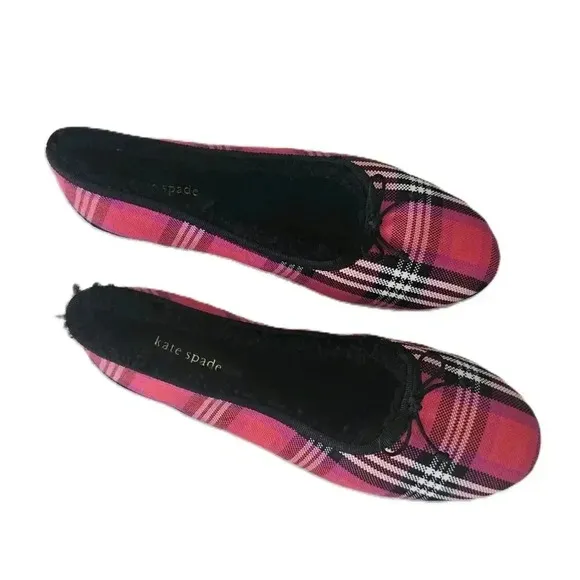 Kate Spade Canvas Plain Print Ballet Flats 8 NWOT