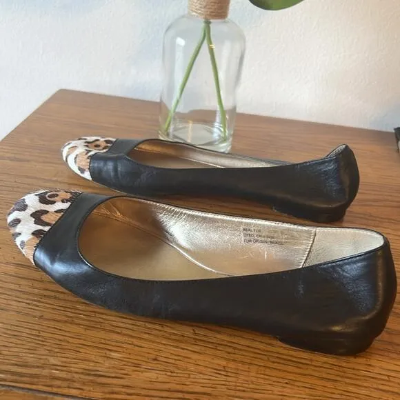 Kate spade leather/calf fur jazz flats 8.5