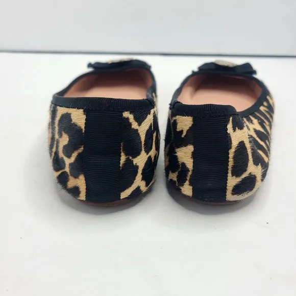 Kate Spade New York Fontana Calf Fur Leopard Ballet Flats Size 8m Black Tan