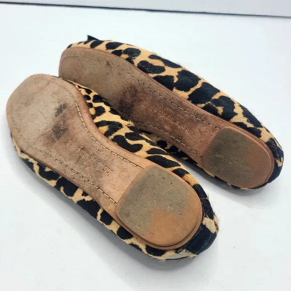 Kate Spade New York Fontana Calf Fur Leopard Ballet Flats Size 8m Black Tan