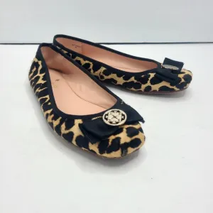 Kate Spade New York Fontana Calf Fur Leopard Ballet Flats Size 8m Black Tan
