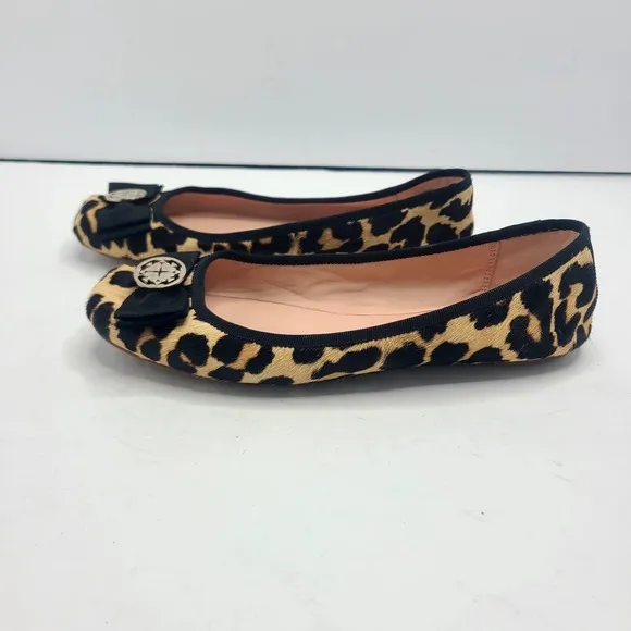 Kate Spade New York Fontana Calf Fur Leopard Ballet Flats Size 8m Black Tan