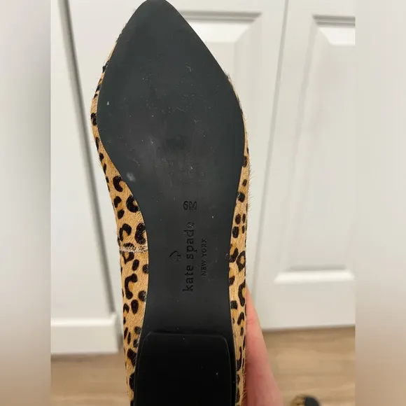 Kate Spade Norah Leopard Calf Fur Bow Flats