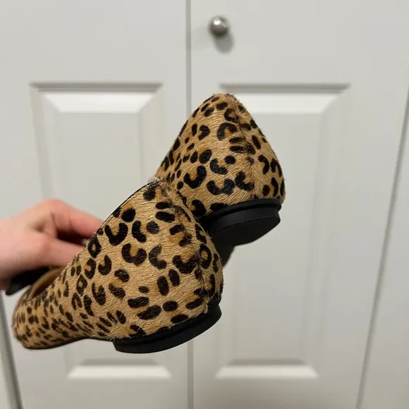 Kate Spade Norah Leopard Calf Fur Bow Flats