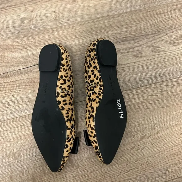 Kate Spade Norah Leopard Calf Fur Bow Flats