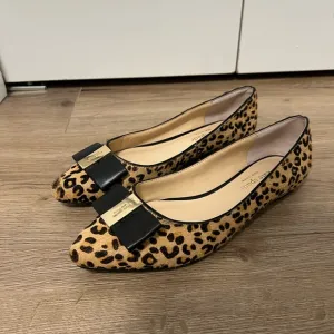 Kate Spade Norah Leopard Calf Fur Bow Flats