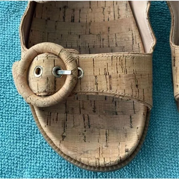 Kate Spade Women's 10 Rhodes Double Buckle Strap Cork Sandals Natural Tan Slides
