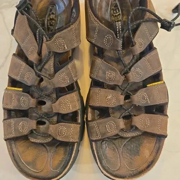 Keen Daytona Mens Leather Waterproof Open Toe Hiking Sandals Brown Size 12