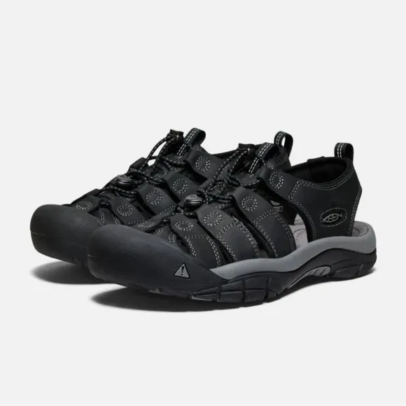 Keen Men's Newport Leather Sandal Black/Steel Grey Size 8 NWOB