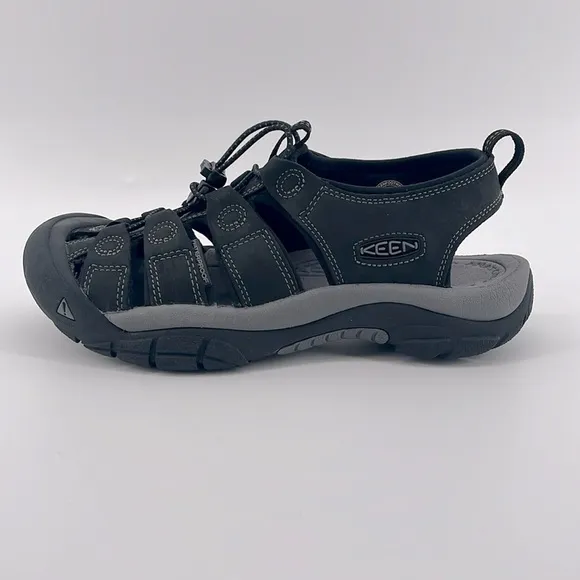 Keen Men's Newport Leather Sandal Black/Steel Grey Size 8 NWOB