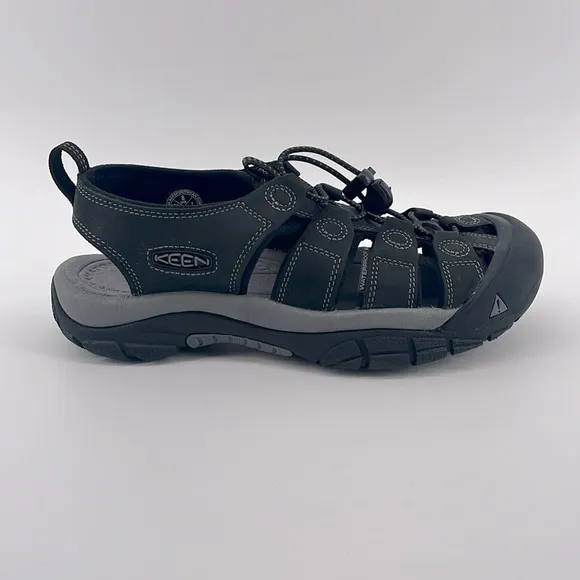 Keen Men's Newport Leather Sandal Black/Steel Grey Size 8 NWOB