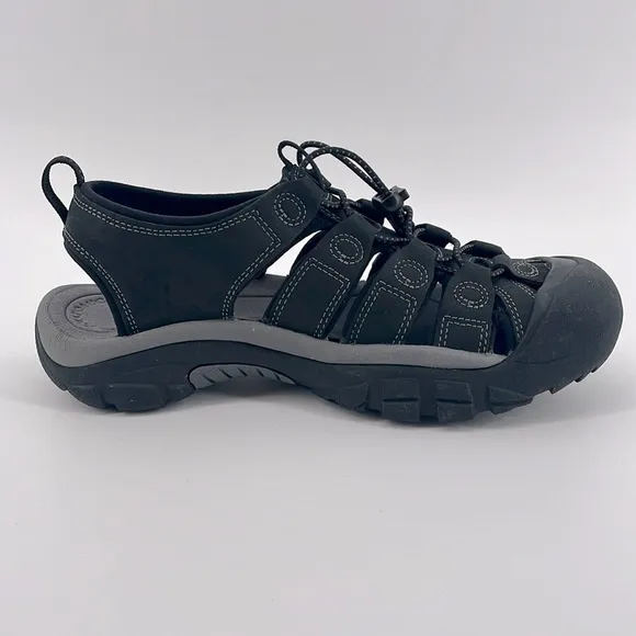 Keen Men's Newport Leather Sandal Black/Steel Grey Size 8 NWOB