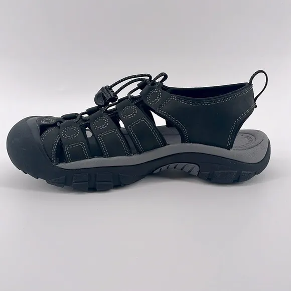 Keen Men's Newport Leather Sandal Black/Steel Grey Size 8 NWOB