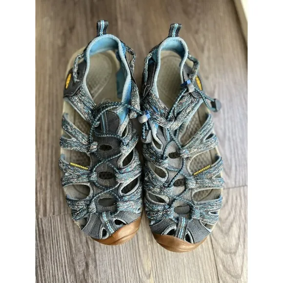 Keen Sandals Womens 8.5 Hiking Waterproof Lace Up Blue Trail Grip