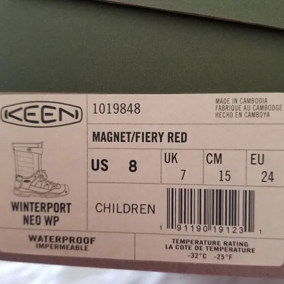 KEEN Snowport Neo Toddler Boy Boots Grey/Red Size 8