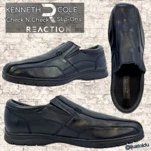 Kenneth Cole Reaction Black Leather Slip-On Loafers | Men's Size 6