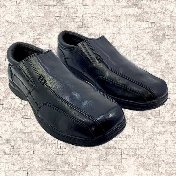 Kenneth Cole Reaction Black Leather Slip-On Loafers | Men's Size 6