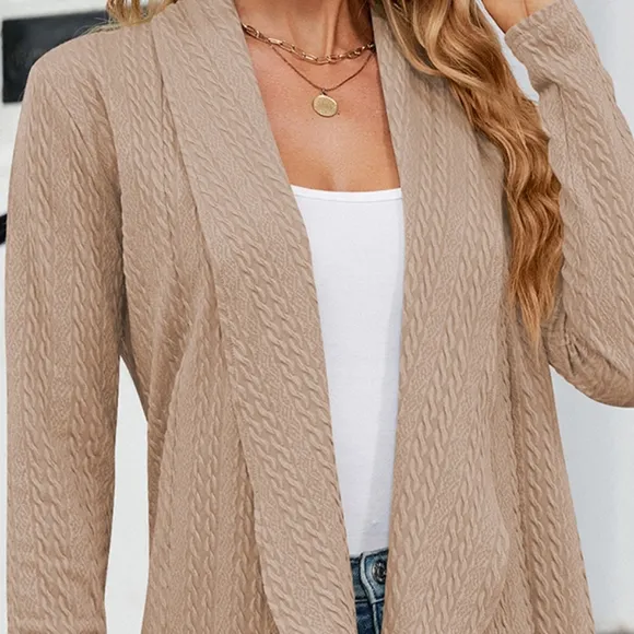 Khaki Lightweight Open Front Cardigan