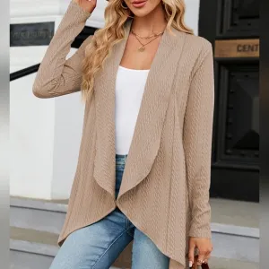 Khaki Lightweight Open Front Cardigan