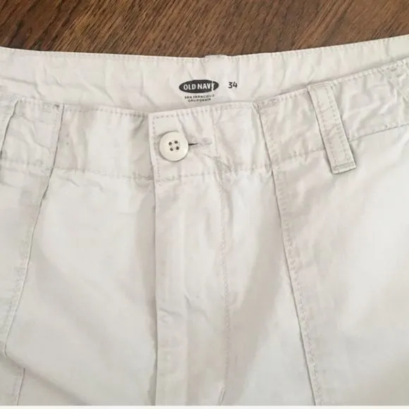 Khaki Mens Flat Front Shorts Size 34