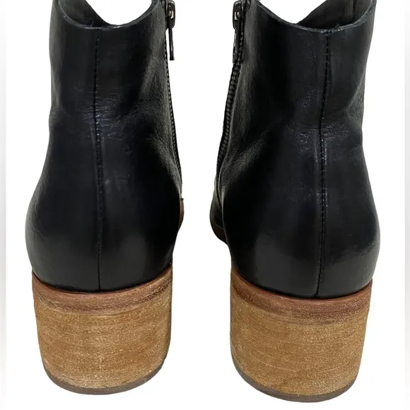 Kork-Ease Casper Black Leather Side Zip Ankle Boots Size 9M