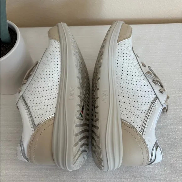 Kybun Lancy KYBoot White/Tan Patent Leather Walk-On-Air Italy Sneakers Women’s 8