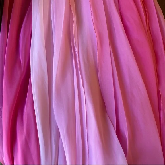 LA FEMME Pink Ombre Rhinestone Strapless Gown NWT