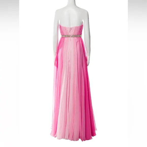 LA FEMME Pink Ombre Rhinestone Strapless Gown NWT