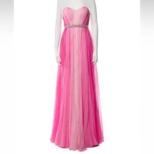 LA FEMME Pink Ombre Rhinestone Strapless Gown NWT
