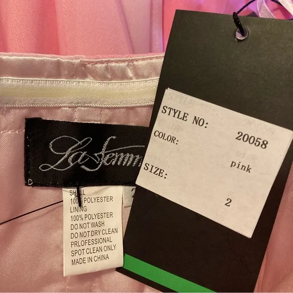 LA FEMME Pink Ombre Rhinestone Strapless Gown NWT