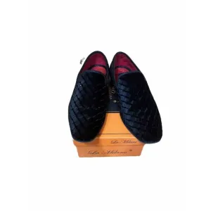 La Milano Men’s Shoes Size 9 Slip Ons Loafers Red Bottoms Black Color Suede