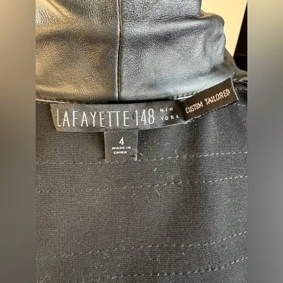 Lafayette 148 New York Black Lightweight Evening Leather Blazer Like New Small 4
