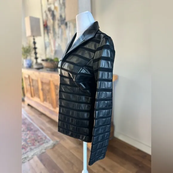 Lafayette 148 New York Black Lightweight Leather Jacket Like New Small 4 Coctail
